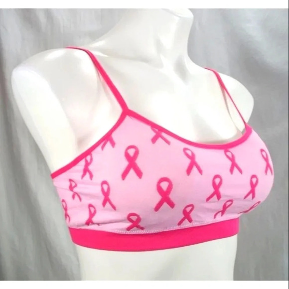 SM/M Sears Support the Cure Wire Free Padded BralettePink Breast Cancer Ribbon - Picture 2 of 4